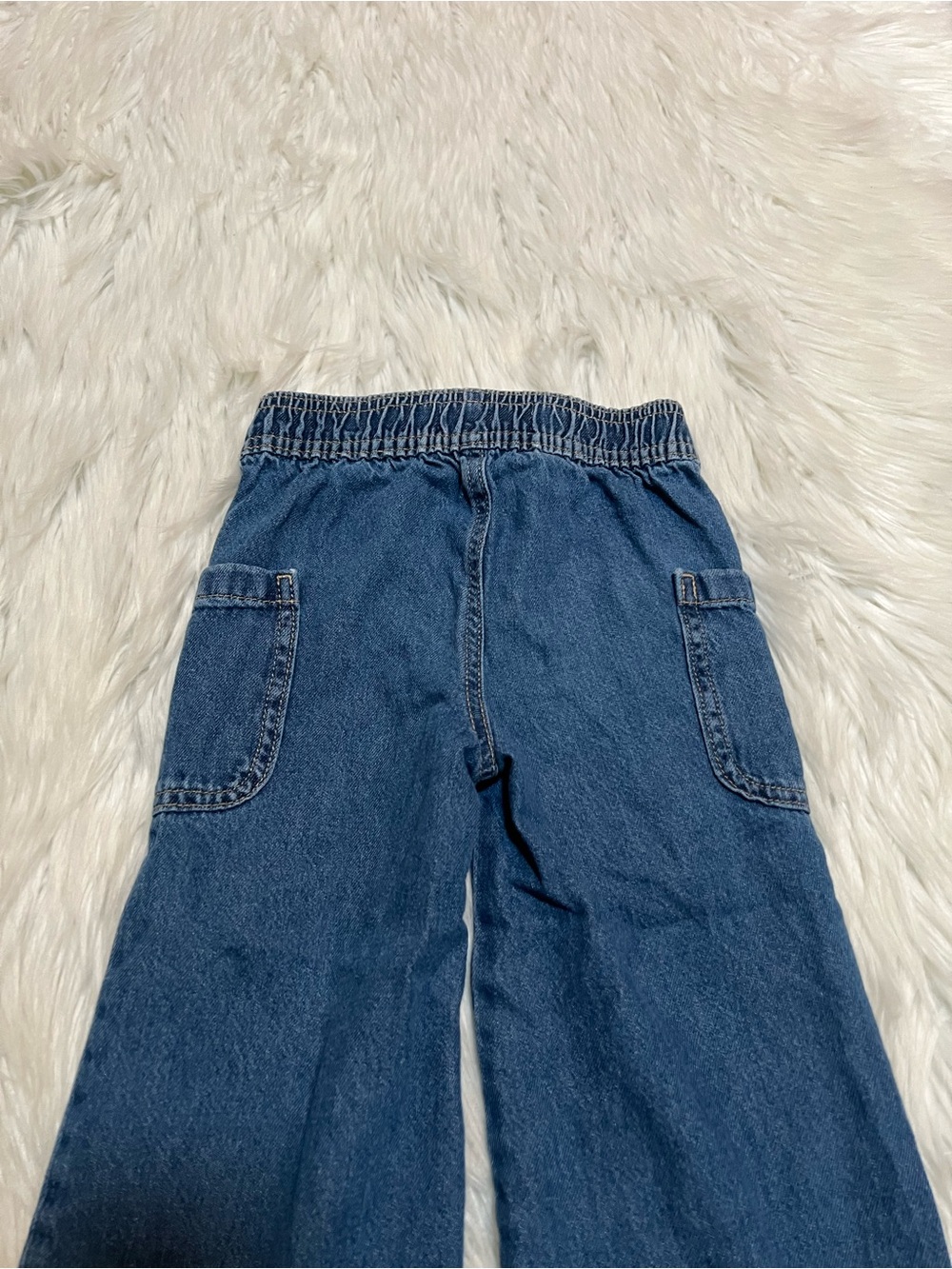 Old Navy Pull-On Baggy Wide-Leg Cargo Jeans Medium Wash 3T - Picture 6 of 10